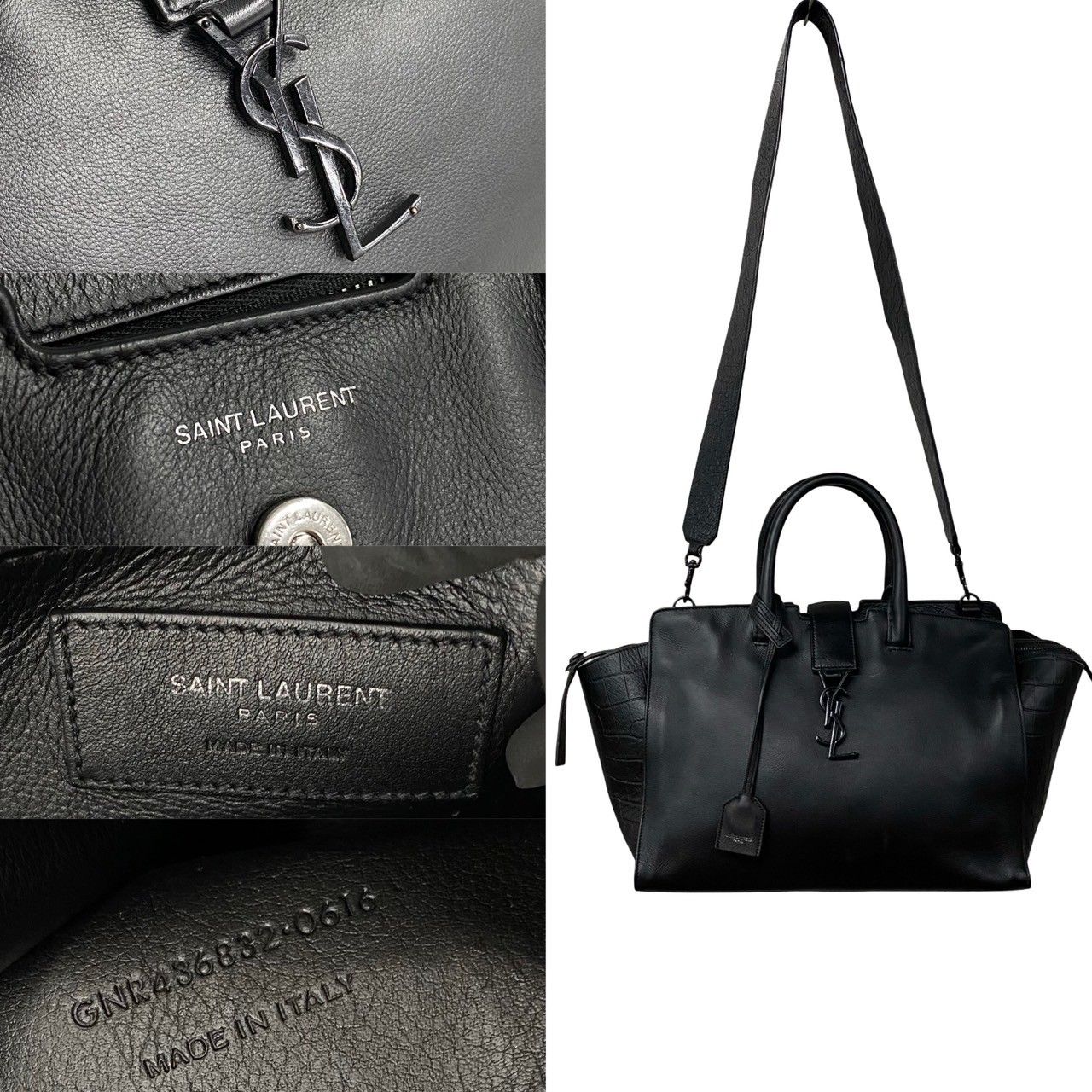 極 美品 SAINT LAURENT PARIS サンローランパリ YSL ロゴ ダウンタウン カバス レザー 本革 2way ハンドバッグ  ショルダーバッグ 22126 - メルカリ