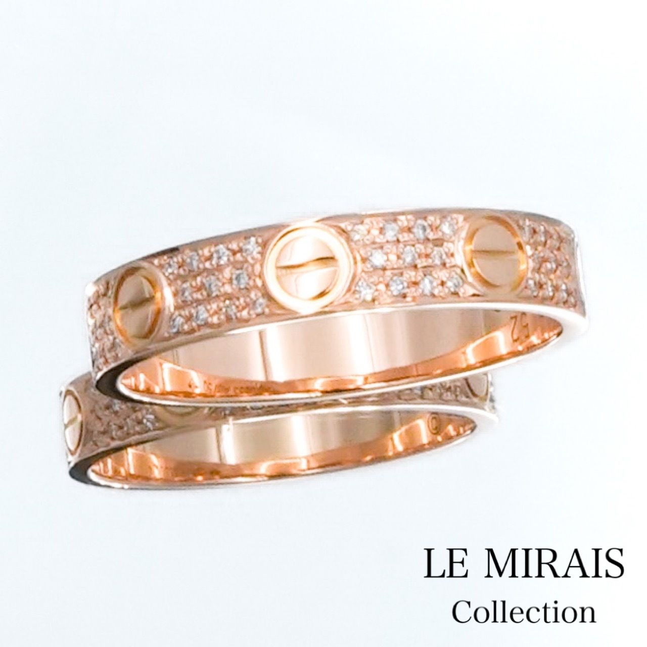 仕上済】カルティエ ミニラブリング 12号 PG ダイヤ 12 52 K18PG  