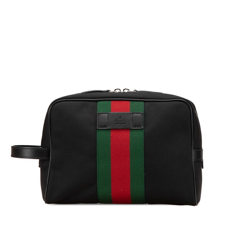グッチ シェリーライン クラッチバッグ セカンドバッグ 630916 ブラック ナイロン レザー メンズ GUCCI 1-0211835