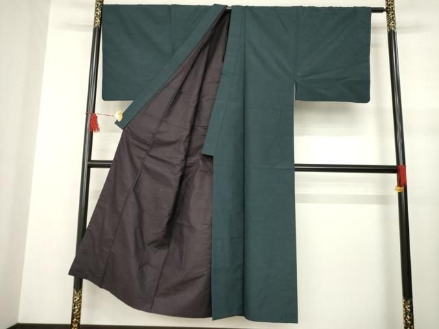 平和屋着物●男性 紬 アンサンブル 色無地 褐返色 正絹 AABA9779ck