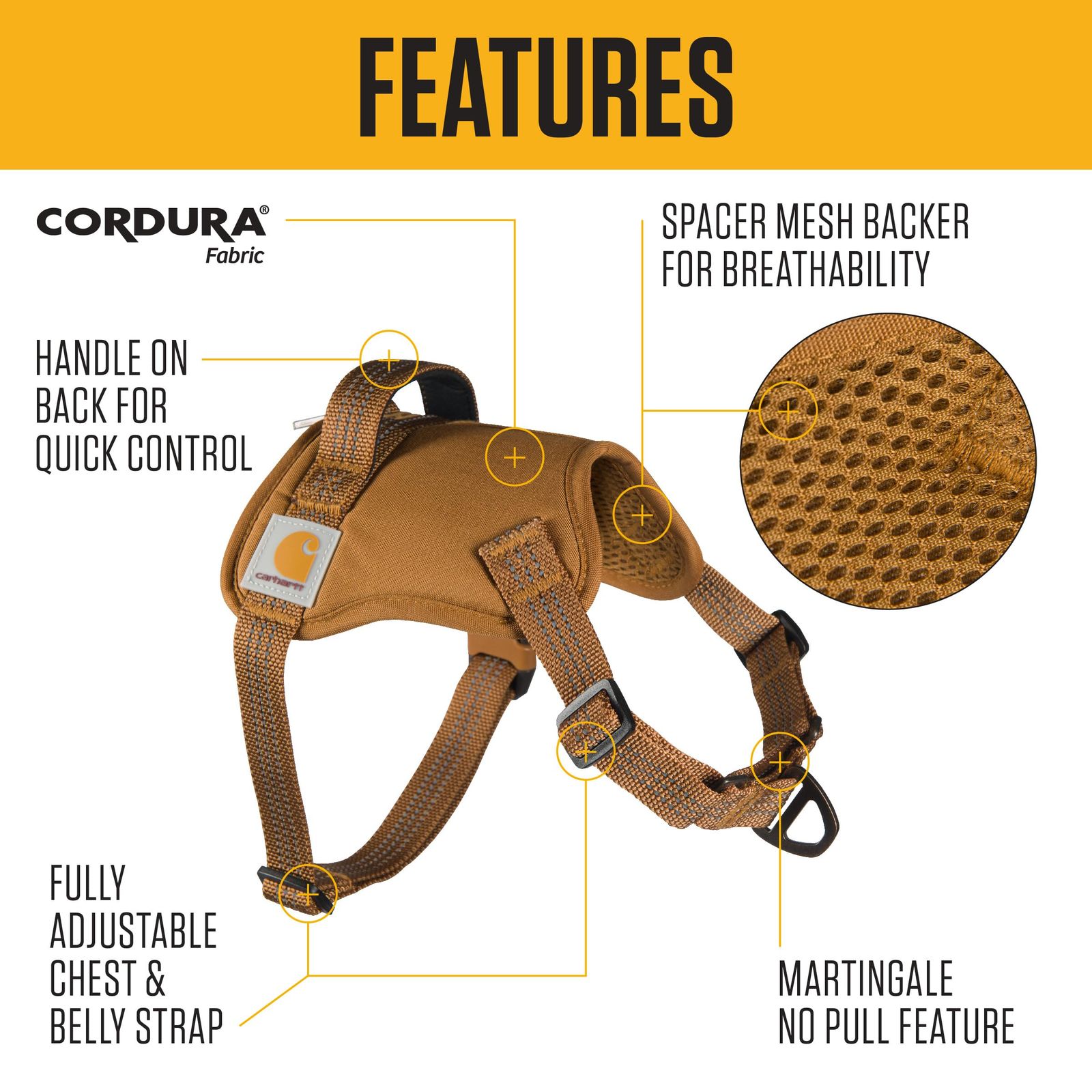Carhartt(カーハート) ナイロンダック 引っ張り不要 犬用ハーネス 完全