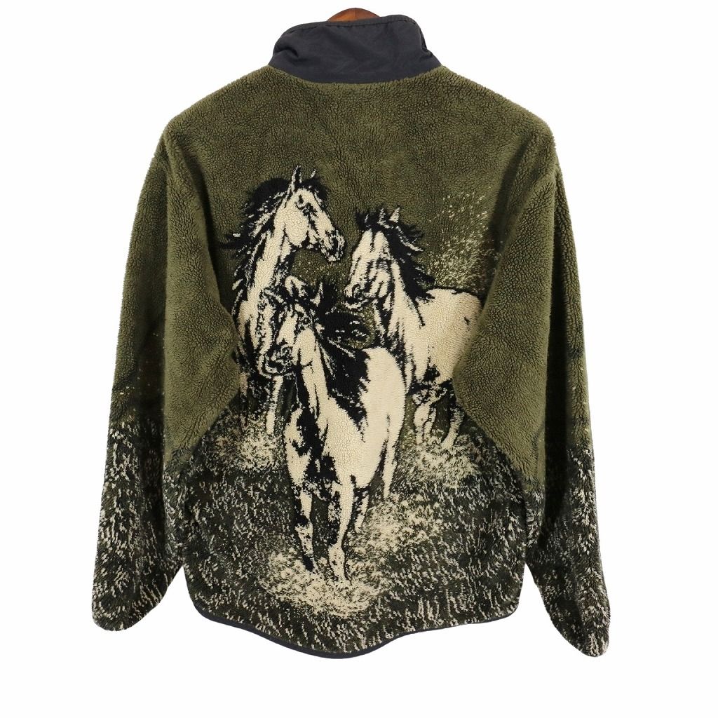 90年代 USA製 WOOLRICH ウールリッチ フリースジャケット アニマル 馬