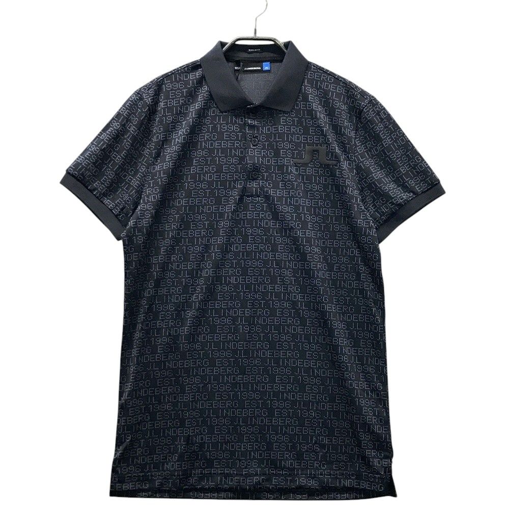 サイズ S|44 J.LINDEBERG ジェイリンドバーグ 半袖ポロシャツ ロゴ総柄 ネイビー系 240101532578 ゴルフウェア メンズ ストスト
