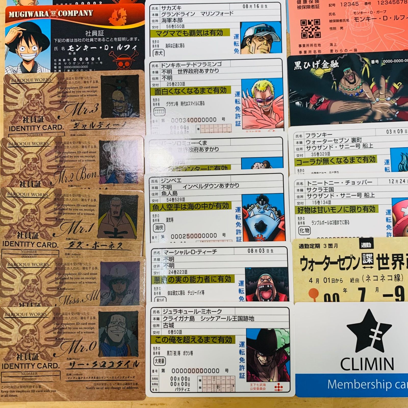 L33754-20 ワンピース ONEPIECE パロディカード 免許証 社員証