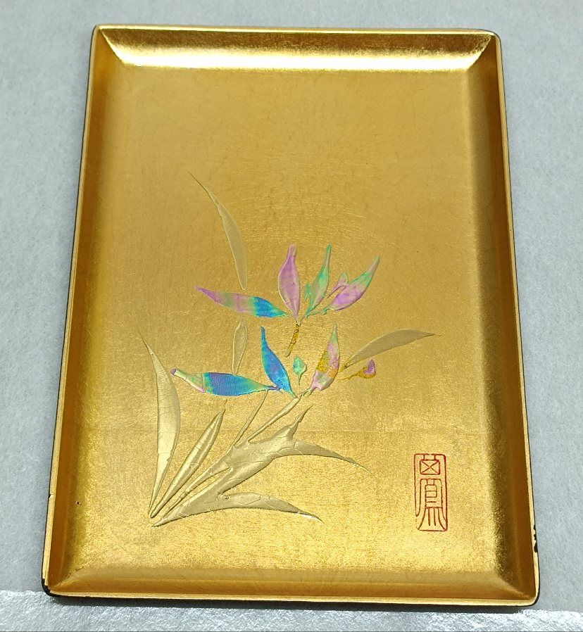 金沢漆器 金箔工芸 洋らん金箔名刺盆／トレー - メルカリ