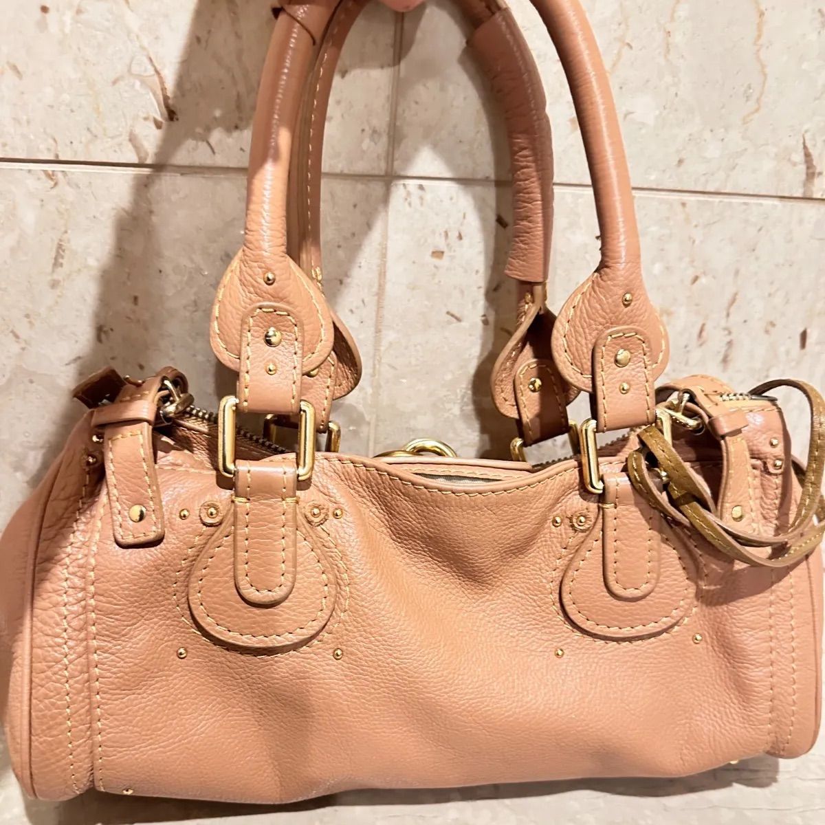 超美品クロエChloeパディントンハンドバックレザーブラウンキャメル