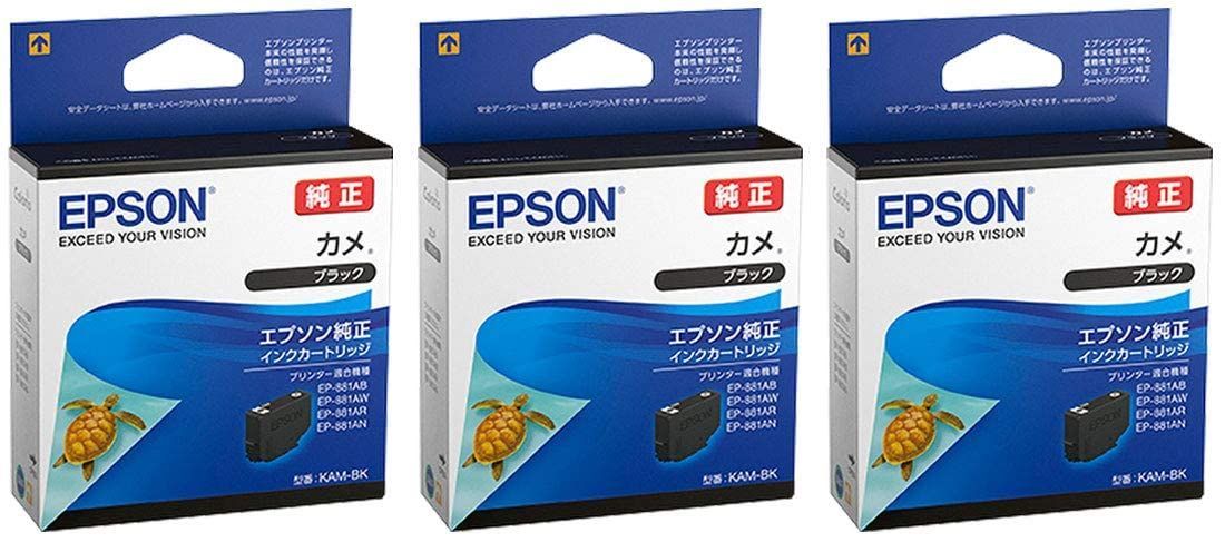 【在庫セール】ブラック カメ KAM-BK 3本セット 純正インク EPSON