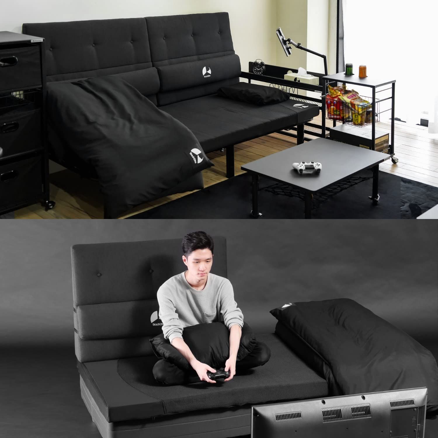 数量 BHW-950S-BK ベッド ソファウォール 背もたれクッション コットン Bauhutte バウヒュッテ 幅約100cm