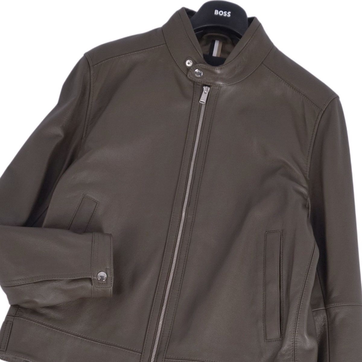 極美品 ヒューゴボス HUGO BOSS ジャケット レザージャケット シングル 