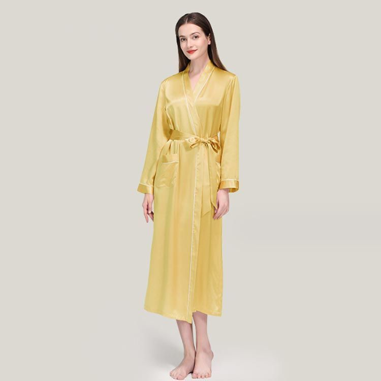 レベル付き ネグリジェ パジャマ シルク100% 長袖 前開き ネグリジェ ロング丈 ナイトガウン パジャマ シルク シルク100% レディース 部屋着 ガウン プレゼント 春 夏 秋 tomin569332