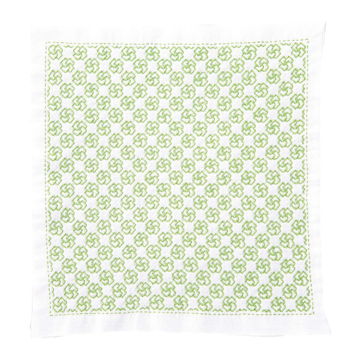 つぼみ オリムパス製絲 一目刺しの花ふきん 刺し子キット つぼみ 約横34cm×縦34cm OLY-SK-386