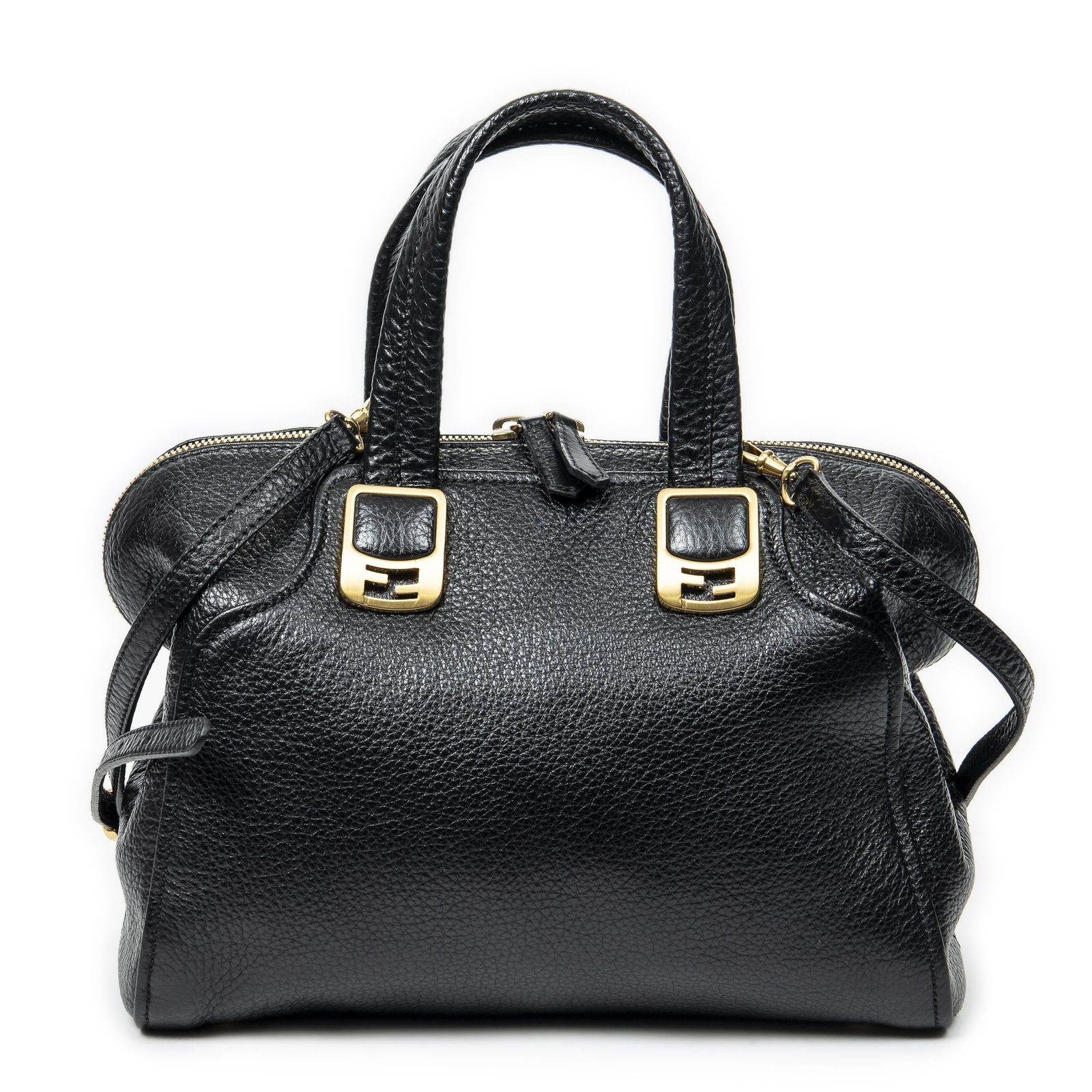 FENDI フェンディ小カメレオントート黒スパイクカーフスキンレザーA