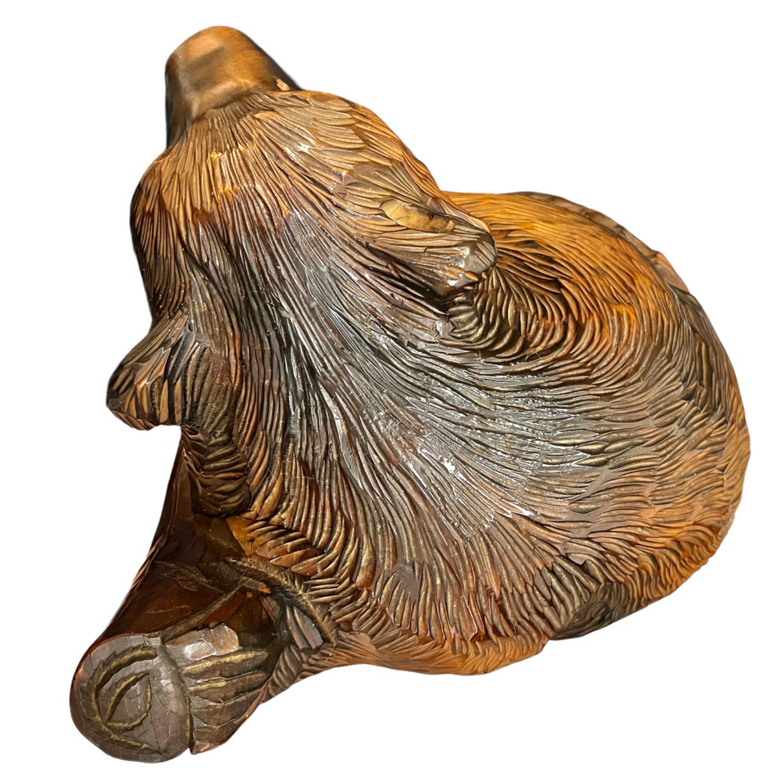 昭和レトロ 秀樹作 木製 木彫り 一刀彫 彫刻 クマ 熊 木登り熊 親子 縁起物 昭和レトロ 秀樹作 木製 木彫り 一刀彫 彫刻 クマ 熊 木登り熊 親子