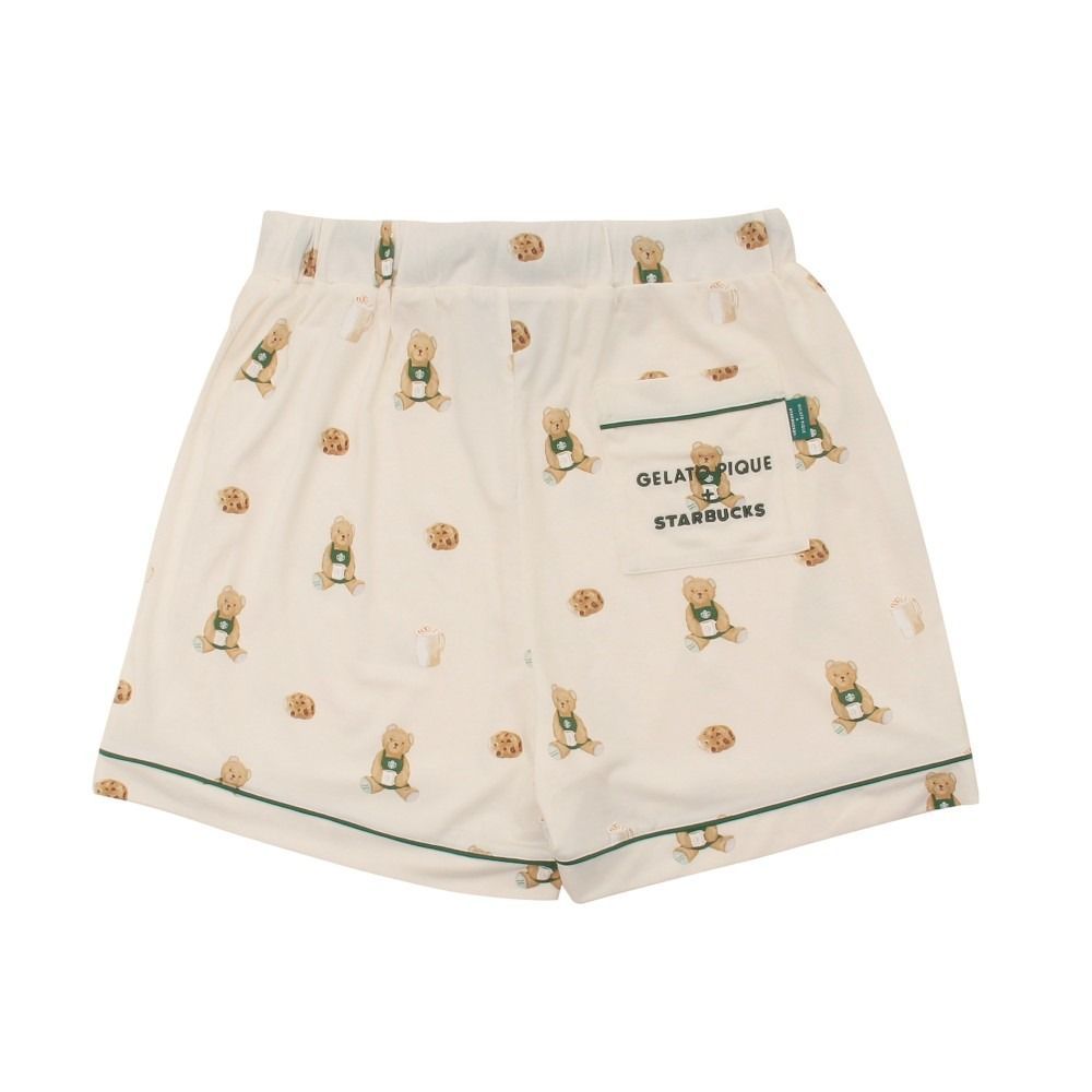 gelato pique STARBUCKS ベア柄カットソーショートパンツ アイボリー コラボレーション ジェラートピケ スターバックス ジェラピケ