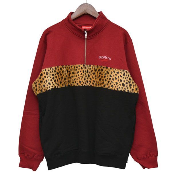 Supreme　シュプリーム　2018AW　Leopard Panel Half Zip Sweatshirt　レオパード切替プルオーバースウェット　8054000178162