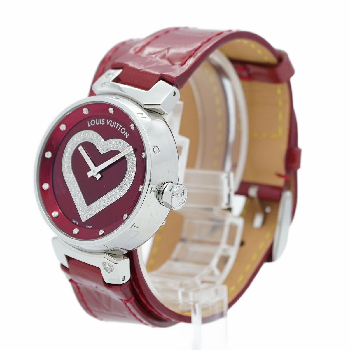 5wwi0203 ルイヴィトン タンブールハート Q1314 赤文字盤 腕時計 レディース
