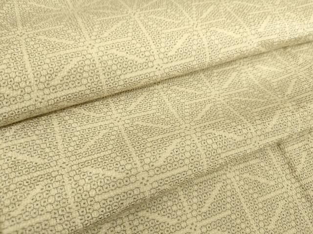 平和屋着物▽本塩沢 単衣 麻の葉文 110亀甲 正絹 逸品 DAAQ3587az