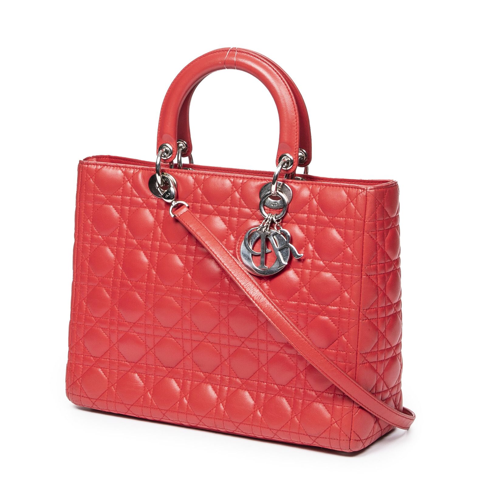 DIOR ディオールラージ レディ ディオール ジップ赤カナージラムスキンレザーA