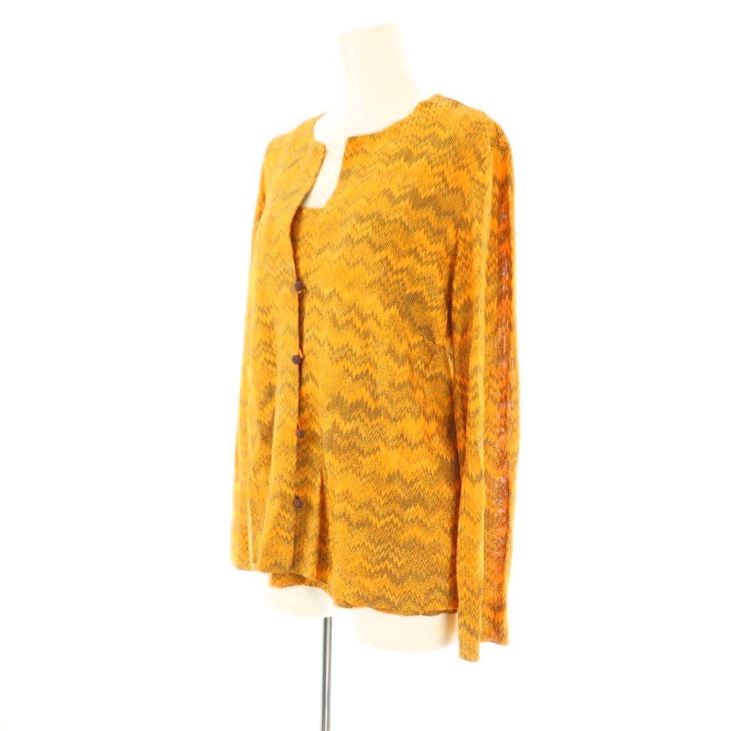 MISSONI オレンジタグ 総柄 カーディガン 長袖 ウール44 大きいサイズ ミッソーニ MISSONI 総柄 アンサンブルニット カーディガン