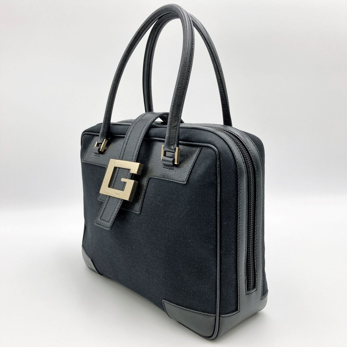 美品 GUCCI グッチ ハンドバッグ トートバッグ バッグ Gロゴ ブラック