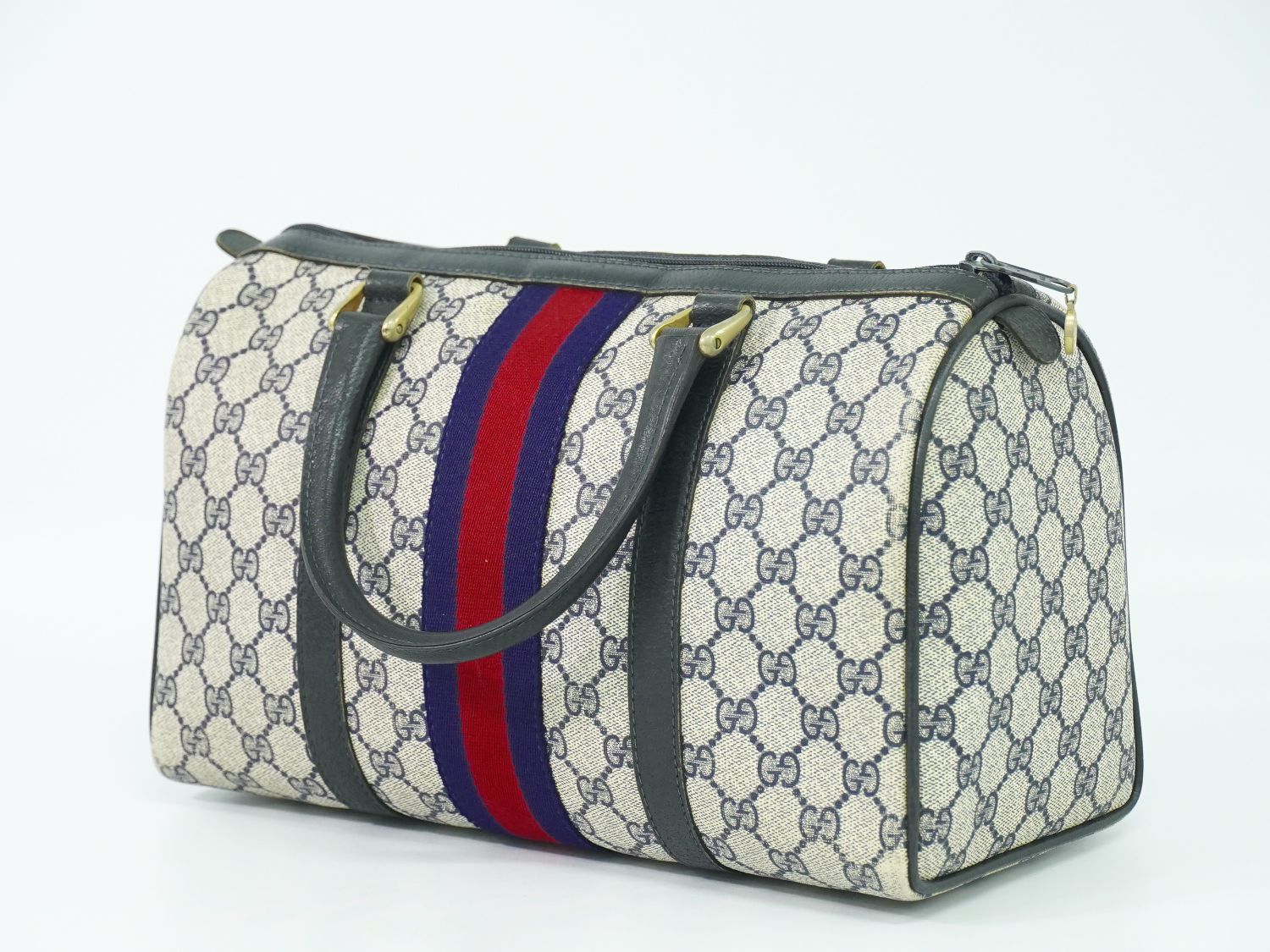 GUCCI グッチ　GGスプリーム　ミニボストンシェリーライン　ボストンバッグ 本物 グッチ GUCCI オールドグッチ シェリーライン GGスプリーム