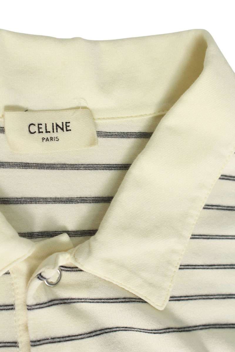 CELINE セリーヌ (F) 刺繍 ボーダー 長袖 ポロシャツ CELINE - セリーヌ 2X385680I トリオンフ刺繍ボーダー半袖