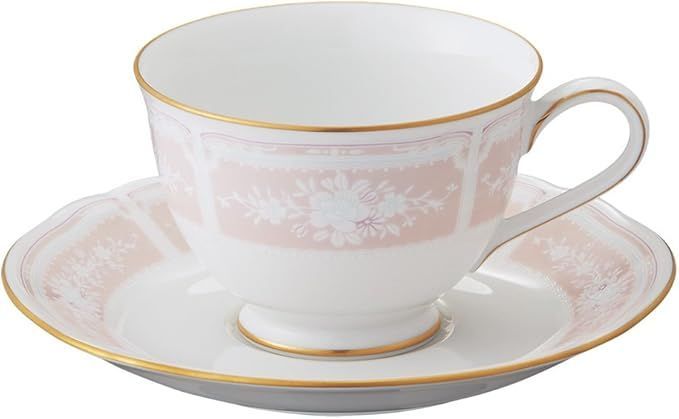 Noritake ノリタケ カップ u0026 ソーサー ( コーヒー ティー 兼用) 220cc レースウッドゴールド ピンク ファインポーセレン Y9587A/1507-4
