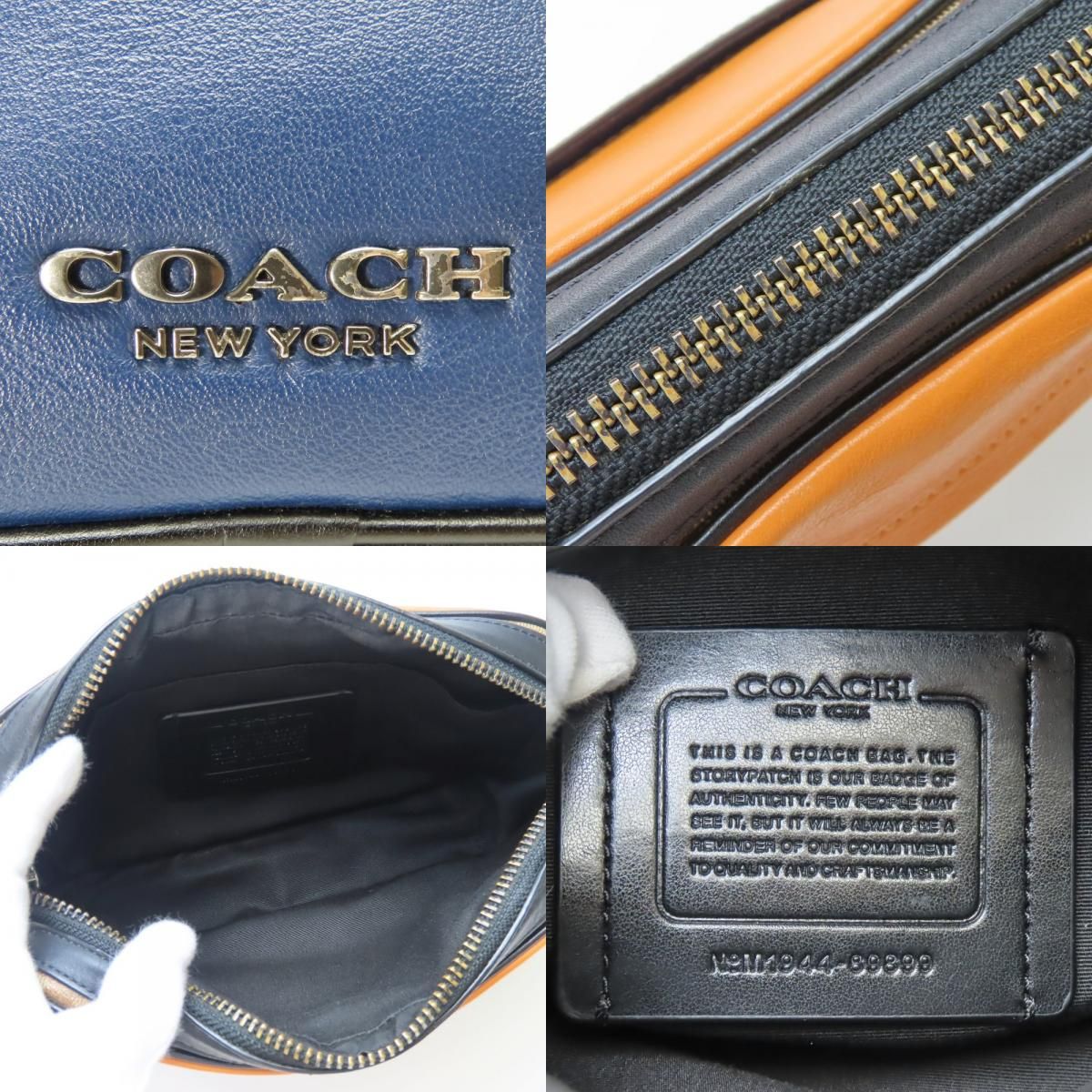 中古 コーチ ショルダーバッグ 89899 カメラバッグ シグネチャー レザー PVC ネイビー マルチカラー 2WAY 斜め掛け 普段使い カジュアル メンズ 男性 COACH 中古】 コーチ ショルダーバッグ 89899 カメラバッグ シグネチャー