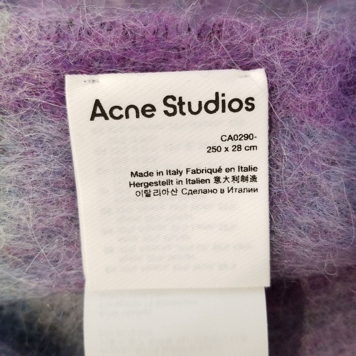 【正規品】Acne Studios アクネ モヘア マフラー パステルブルー Acne Studios モヘアチェックスカーフ アクネ マフラー ブルー系 Acne