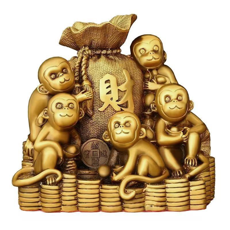 極縁起物　開運　強呪物　古銅猿の置物　購入者が説明読み購入金額決めて下さい！呪物 猿 サル 招財 金色 ゴールド 黄金 銅製 インテリア オブジェ