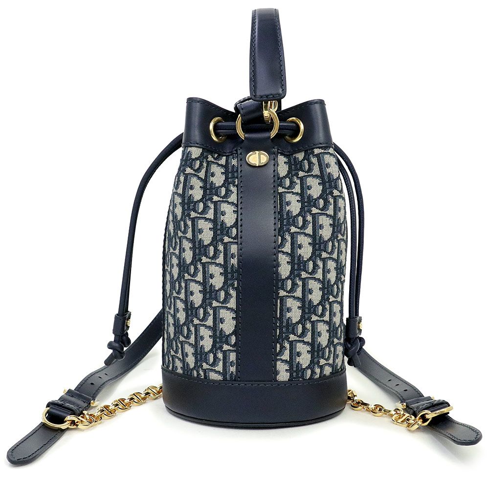 クリスチャンディオール Dior バックパック スモール リュック デイパック ショルダー ハンドバッグ 3way ディオール オブリーク ジャカード レザー ネイビー ベージュ 紺 M3350UTZQ Christian Dior