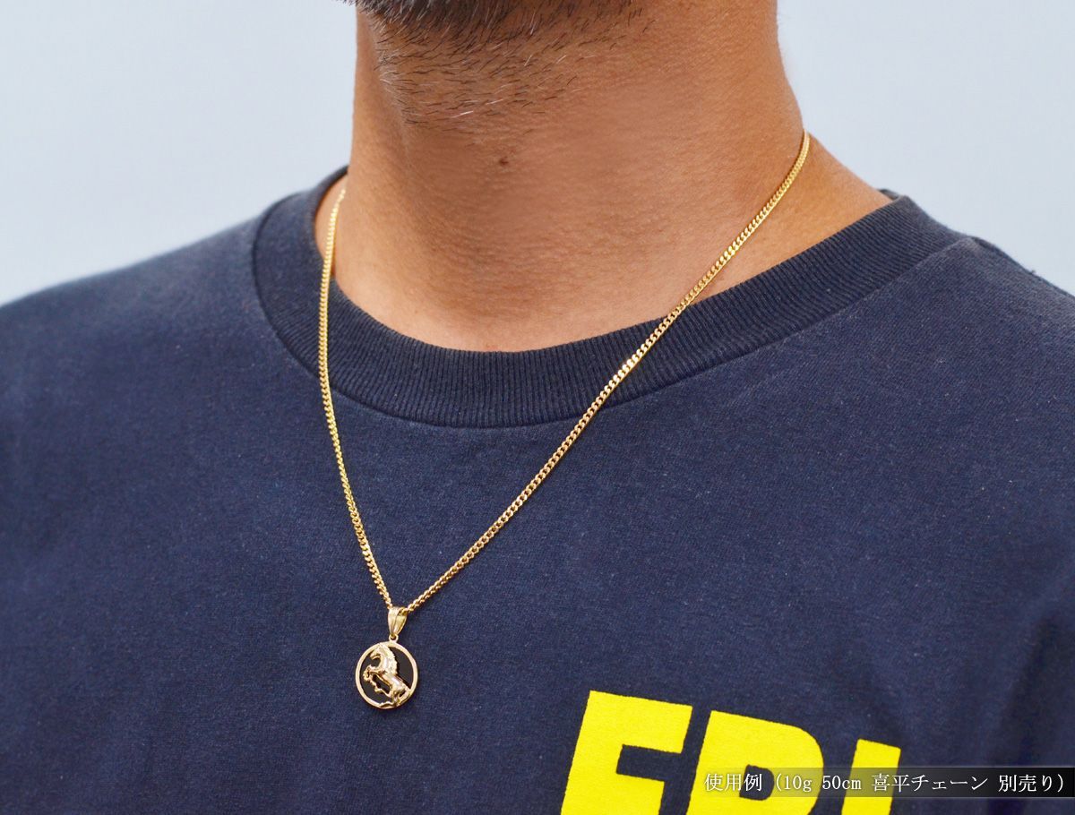 ペンダントトップ メンズ 18金 K18 18K オニキス 馬 ホース ペンダント