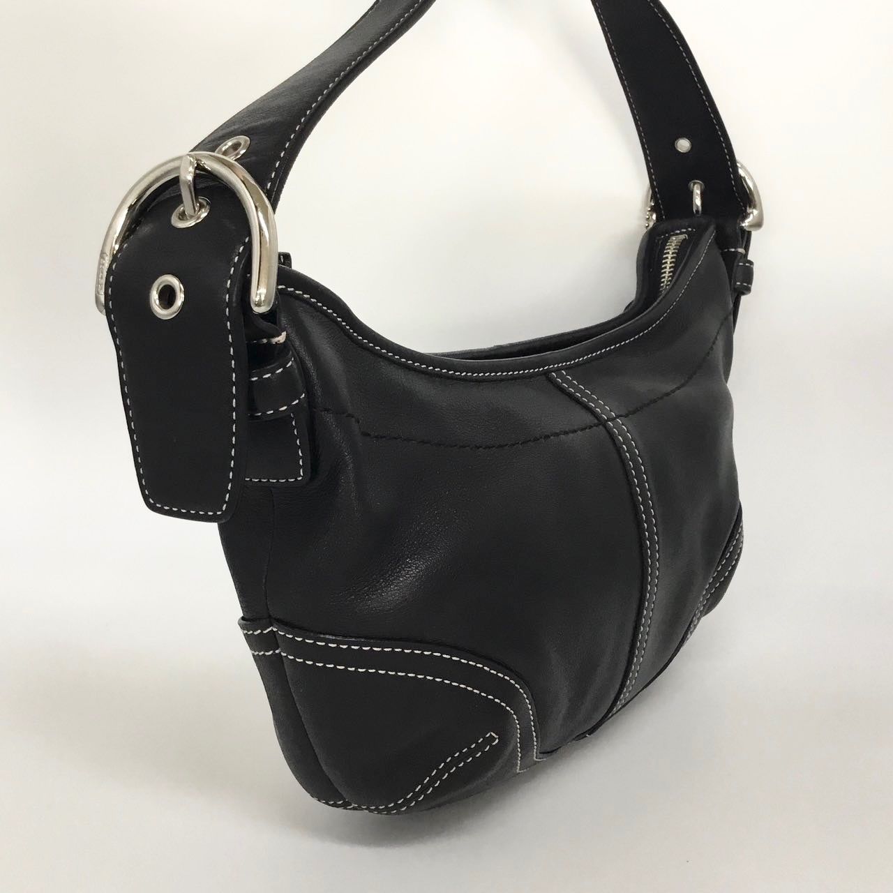 美品　コーチ　ハンドバッグ　黒　ホーボー　ワンショルダー　レザー　9541　T7 美品 コーチ ハンドバッグ 黒 ホーボー ワンショルダー レザー