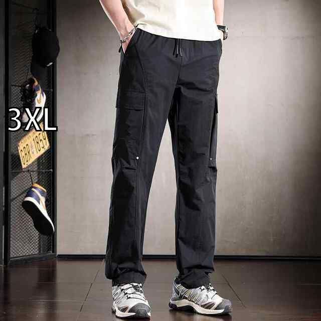 3XL メンズ ファッション 服 男性用 オシャレ シンプル 大人 かっこいい ストリート 冷感 夏 薄手 ゆったり ストレート カジュアル パンツ アウトドア 速乾 アサルト スポーツ パンツ