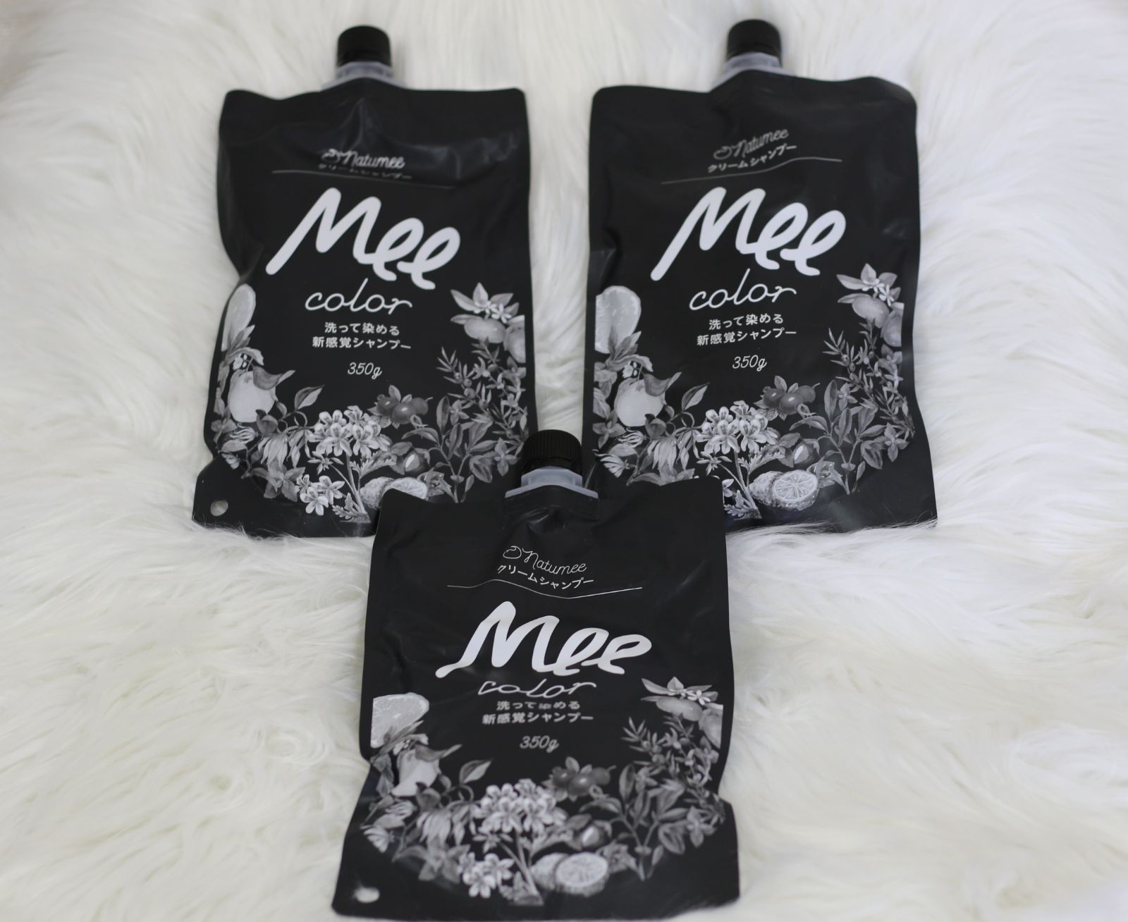 【Mee colorクリームシャンプー（ダークブラウン）（未開封）内容量350g×3袋】