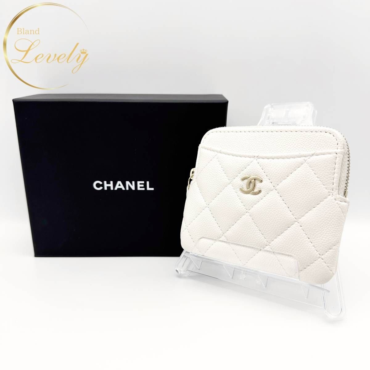 CHANEL フラグメントケース キャビアスキン ホワイト - コインケース