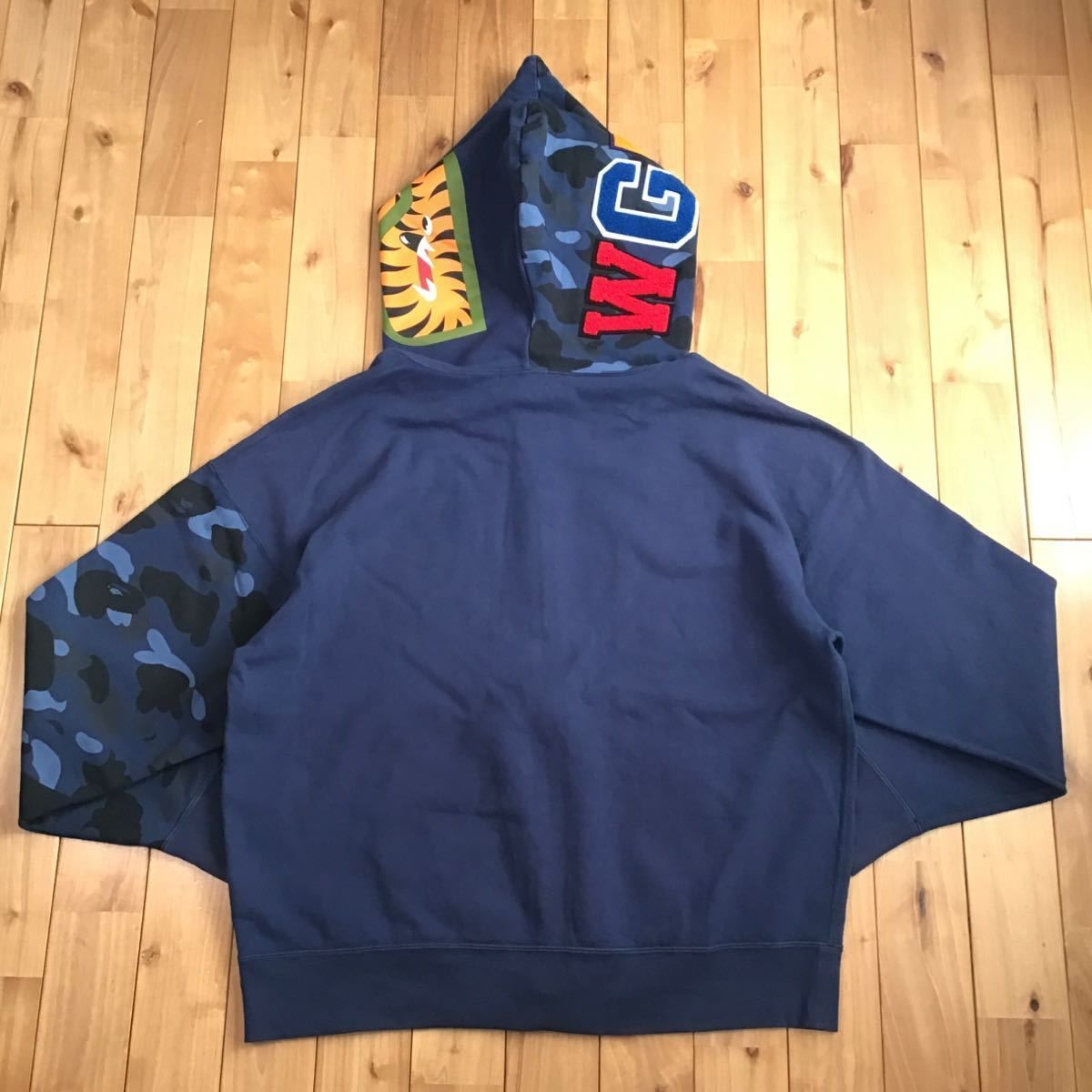 ☆XL☆ Giant shark full zip hoodie a bathing ape BAPE Blue camo ...