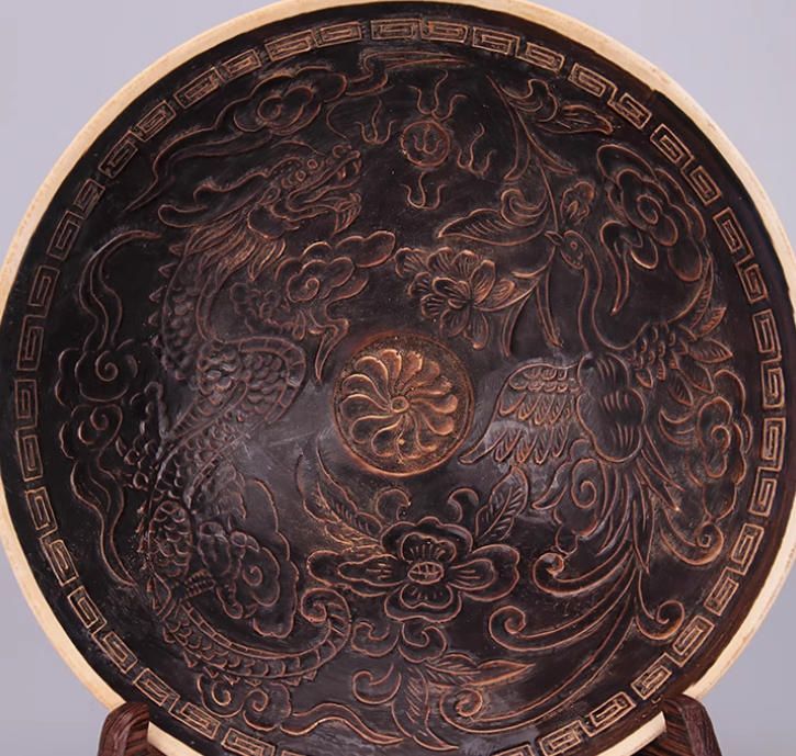 古代磁器を模した置物宋定窯彫刻烏金釉龍鳳碗景徳鎮客間装飾品