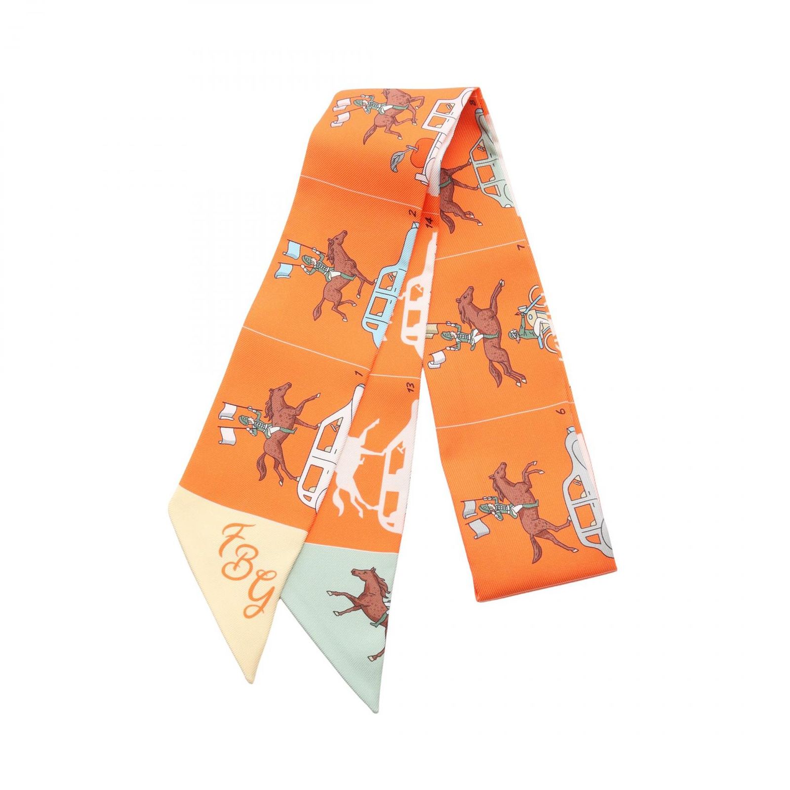 HERMES ツイリー パレード　シルク　スカーフ ブラウン HERMES ツイリー パレード シルク スカーフ ブラウン