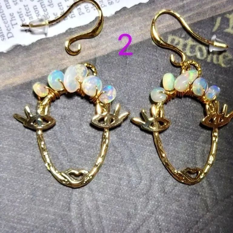 EP①②♥アフロちゃんピアス♥エチオピアオパールピアス
