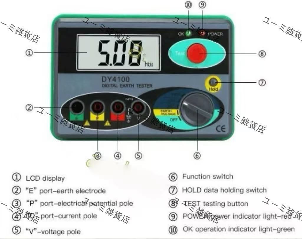 大人気高品質接地抵抗テスターデジタルメガー保護接地抵抗計接地抵抗テスター接地抵抗テスター接地抵抗計器メガオームメータ