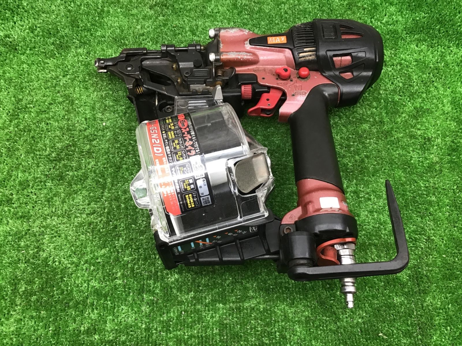 動作品 マックスMAX♪65mm高圧エア釘打ち機 HN-65N2 D -R 赤♪アクトツール富山店♪C
