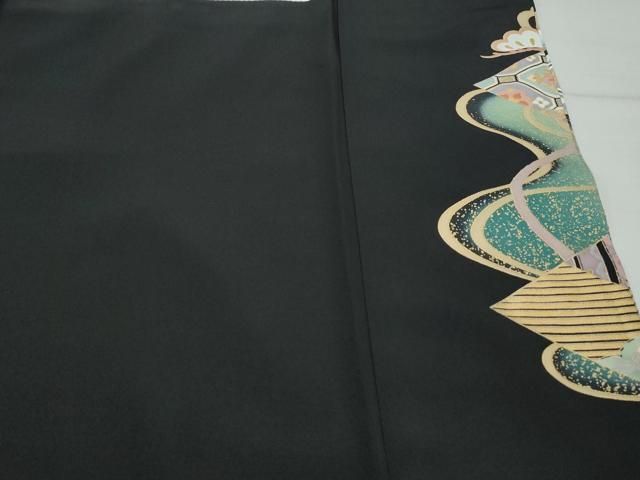平和屋着物○豪華黒留袖 作家物 駒刺繍 百寿文様 金彩 正絹 逸品