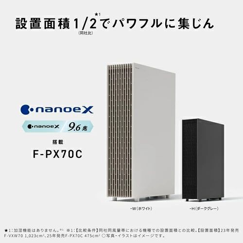 らくらくメルカリ便でお届け メーカー保証付き F-PX70C-W パナソニック Panasonic 空気清浄機 nanoeX ナノイーX搭載 ホワイト