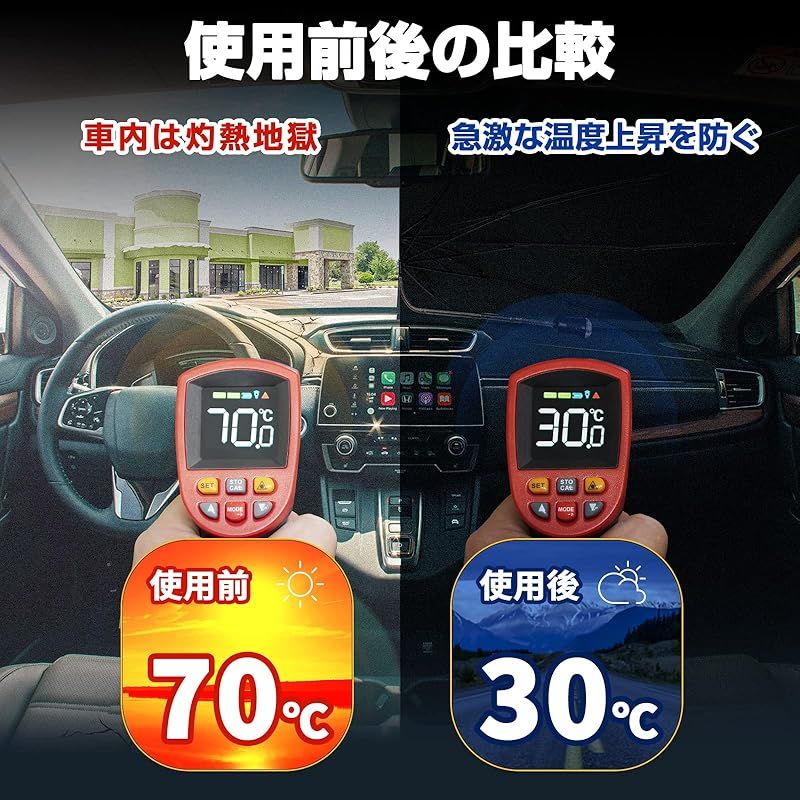 【360°曲がる傘柄 】JOYTUTUS サンシェード 車 フロント nbox 軽自動車 傘 サンシェード フロントガラス 車用サンシェード カーサンシェード n-van スペーシア タフト エブリィ ドラレコ対応 軽自動車専用サイズ