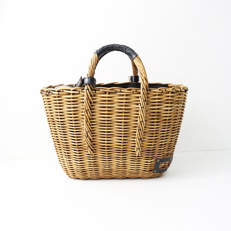 極美品 エバゴス ebagos ファー被せ ラージ かごトートバッグ  