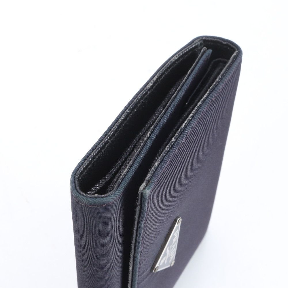 プラダ　折財布　財布　ウォレット　三角ロゴ　テスートナイロン　レザー　ブラック 美品 プラダ テスート ナイロン 三角ロゴ サフィアーノ レザー