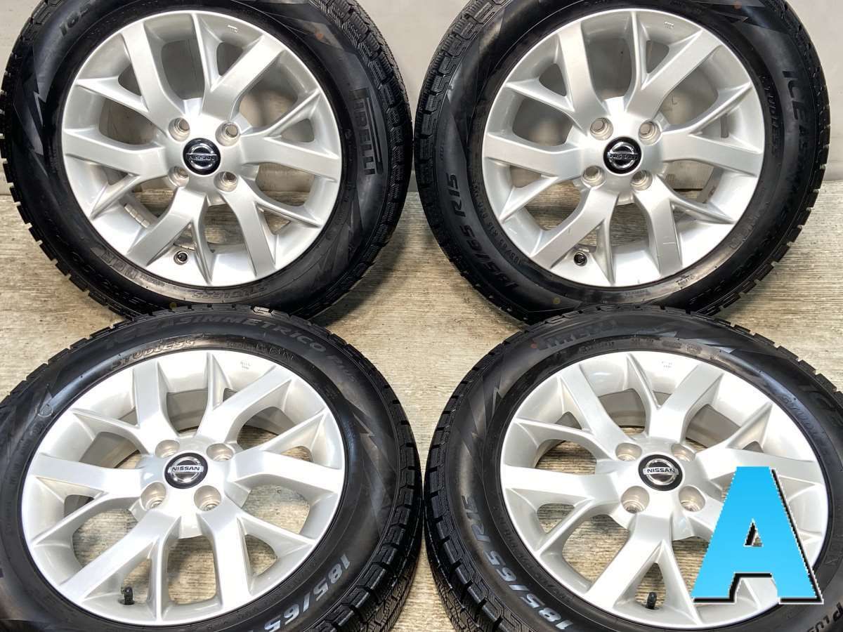 185|65R15 ピレリ アイスアシンメトリコ 日産純正 15x5.5 40 100-4穴 タイヤ スタッドレスタイヤ ホイールセット 4本セット w15250530909