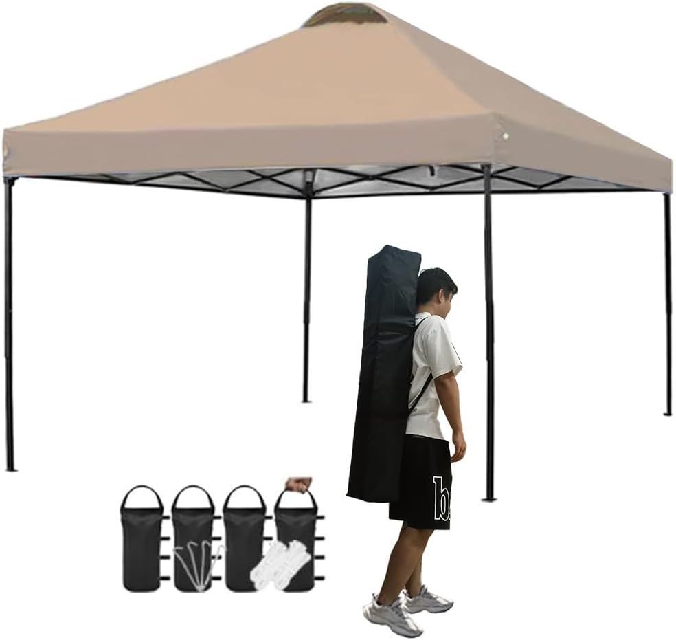 ToopTapu タープテント 組立と運び簡単!! センターロック|収納バッグ 2.5×2.5m|3×3m 風抜けベンチレーション 3段階調節 スチールフレーム 8人用大型 組立簡単 UVカット