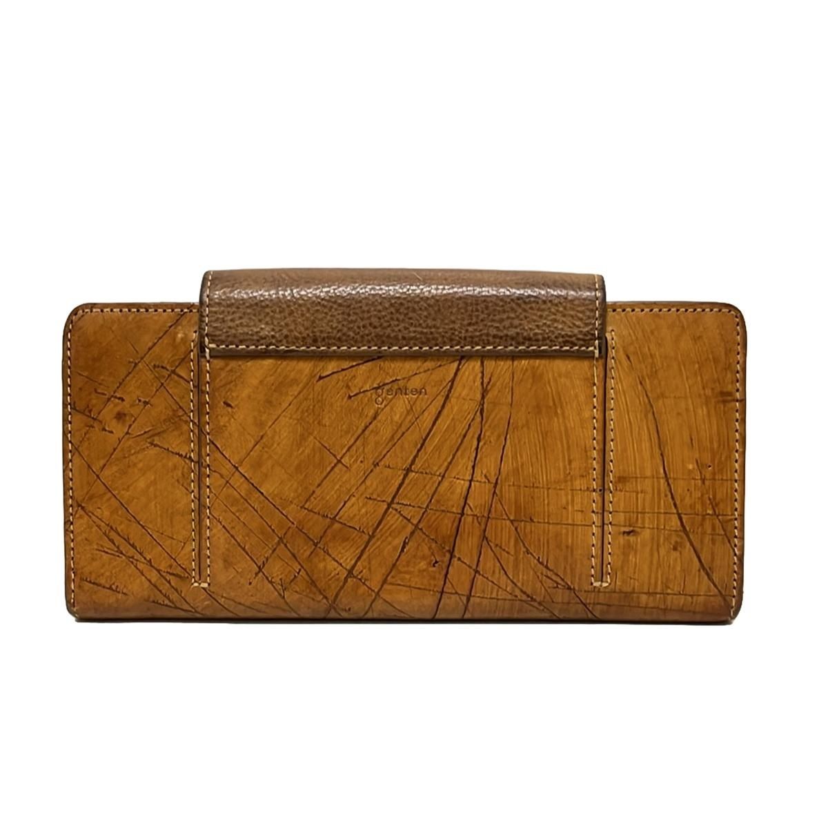 ゲンテン genten 財布 長財布 レザー ダークブラウン パンチング/L字ファスナー/花柄 ゴートベーシック ラウンド長財布｜商品一覧 | 革財布、バッグのgenten